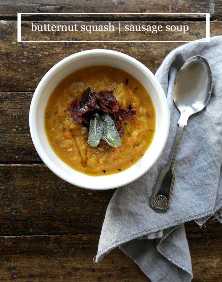 Butternut Squash + Sausage Soup | With a Video Tutorial