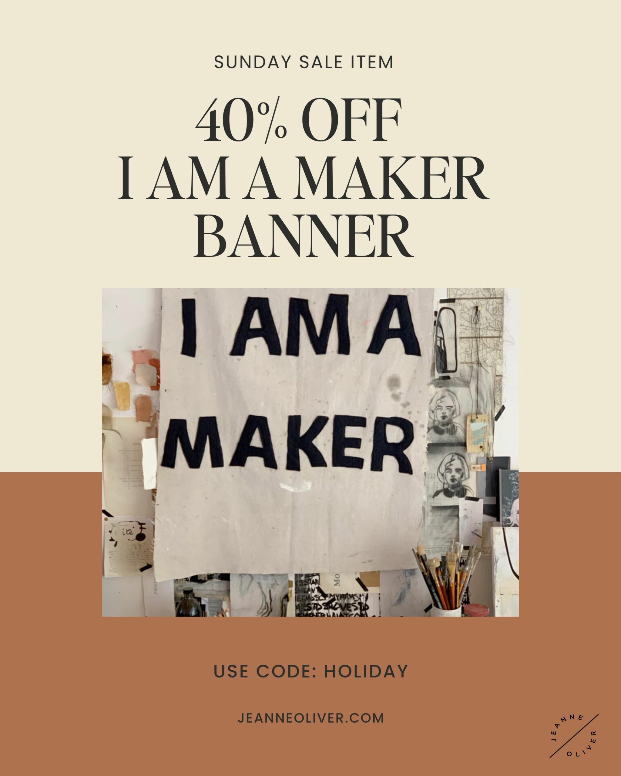 Sunday Holiday Sale | I Am A Maker Banner + Petite Stitched Faces Art Kit 40% Off