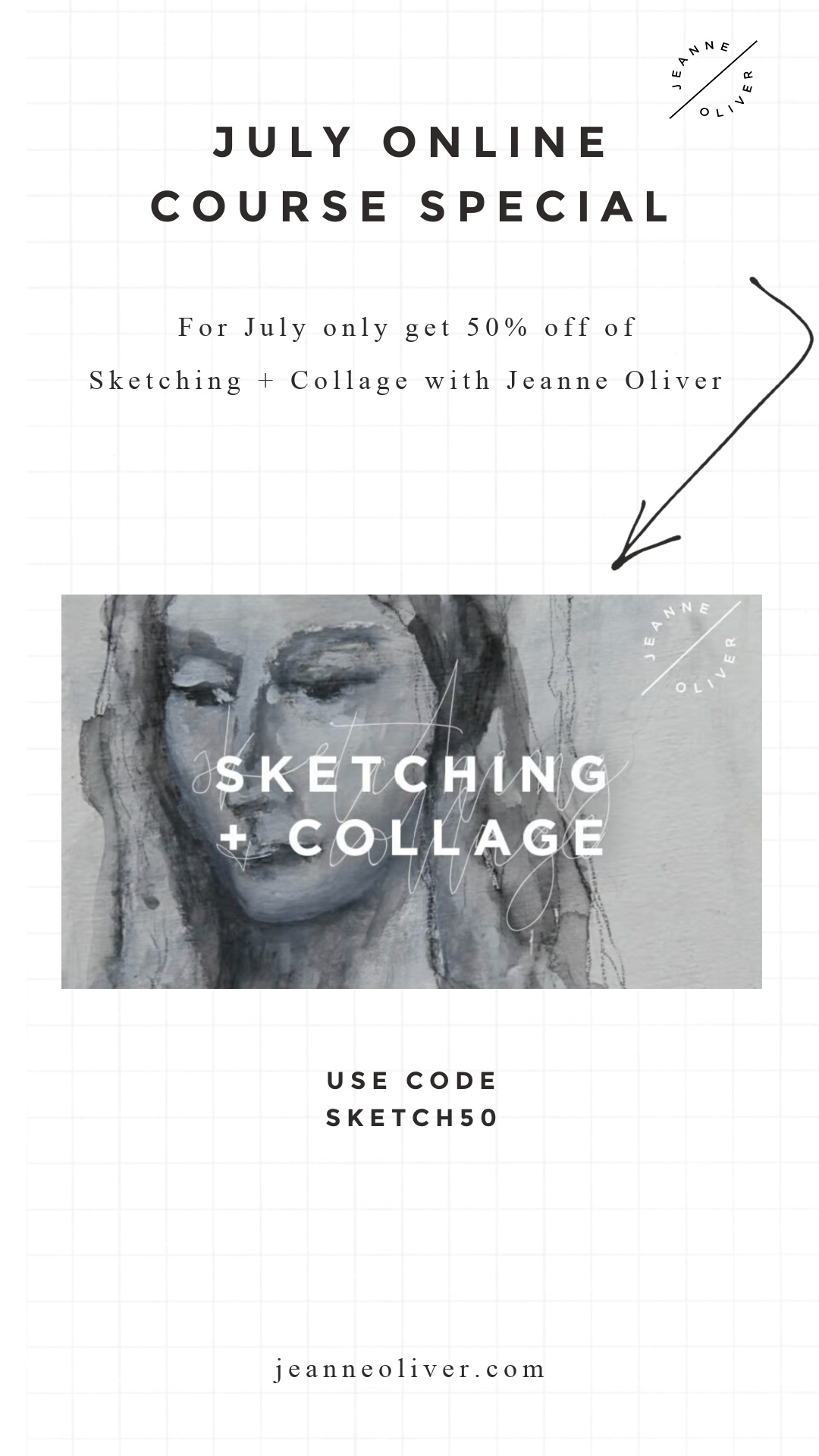 July Online Course Special | 50% Off Sketching + Collage with Jeanne Oliver