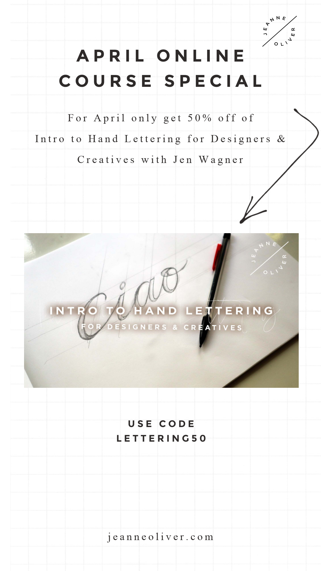 April Online Course Special | Intro to Hand Lettering for Designers + Creatives 50% Off